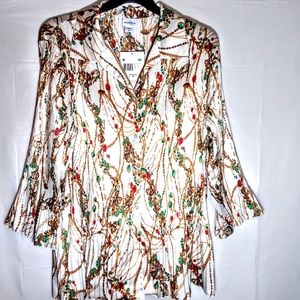 Pleated UnCuffed Flowing Blouse NWT 3X